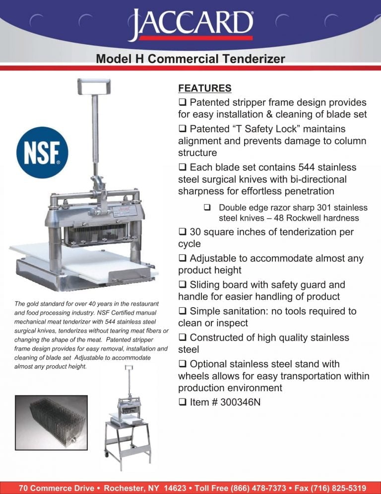Jaccard H Commercial Tenderizer Brochure