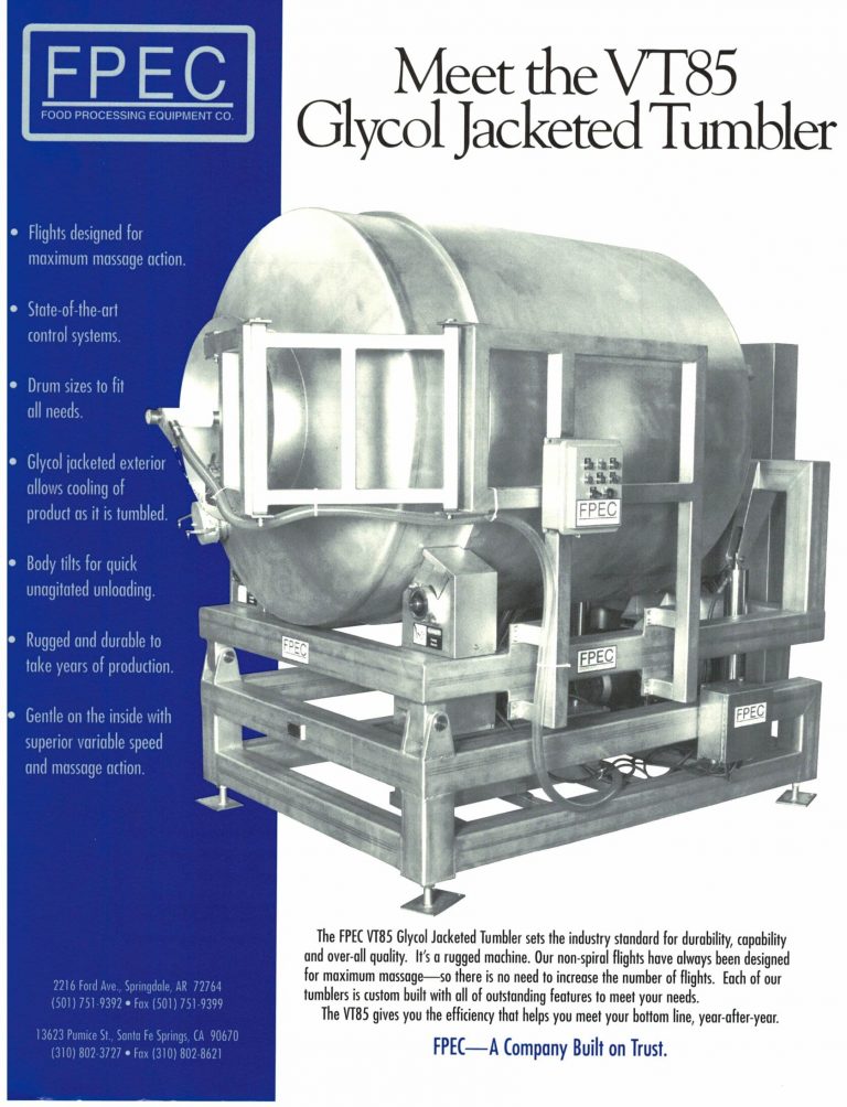 FPEC VT85 Glycol Jacketed Tumbler Brochure