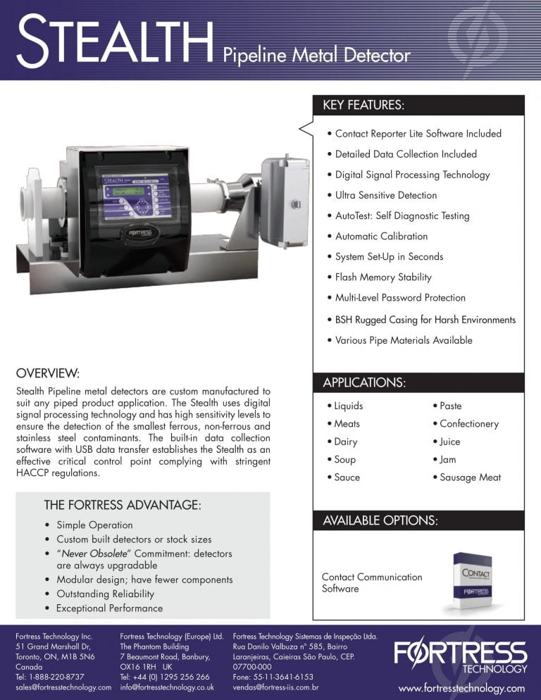 Fortress Stealth Pipeline Metal Detector Brochure