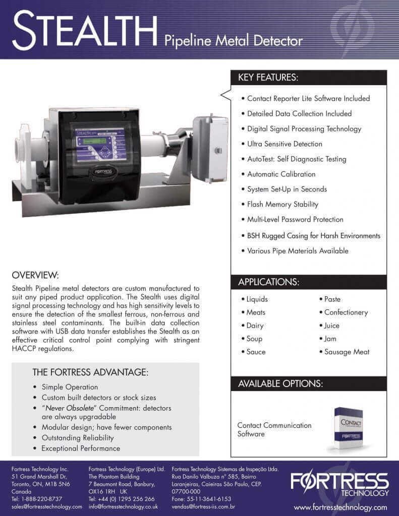 Fortress Stealth Pipeline Metal Detector Brochure M&M Equipment Corp