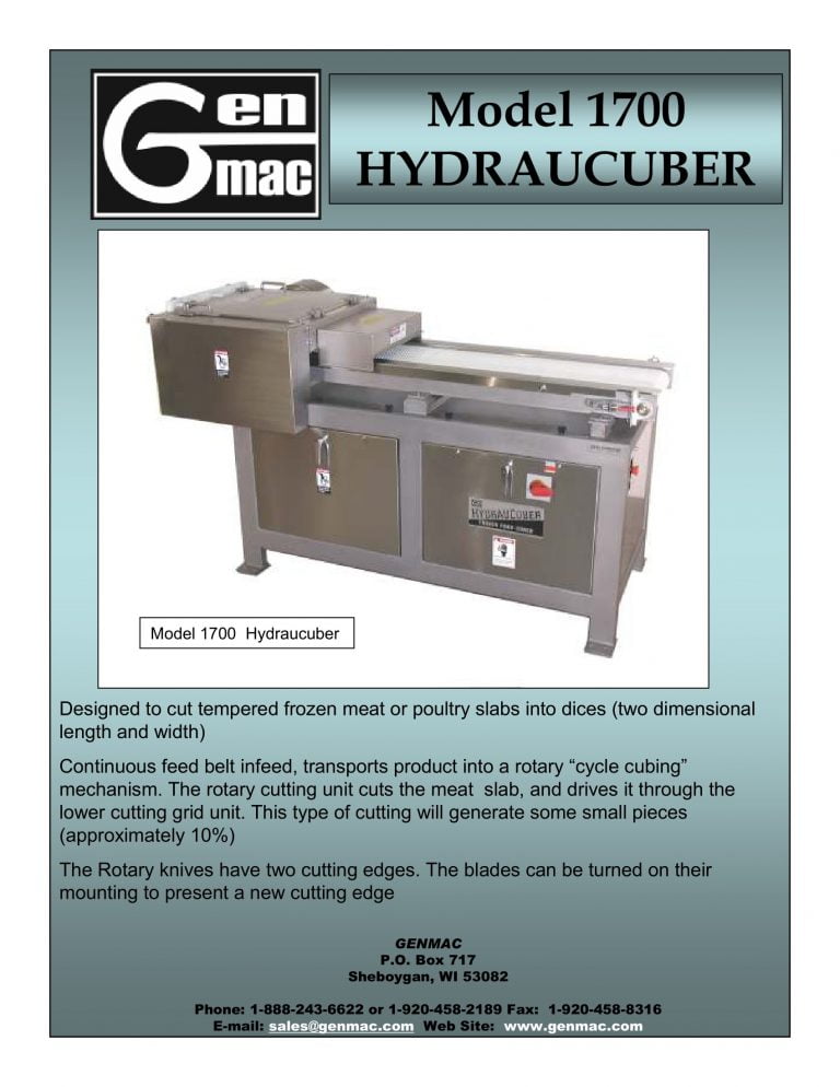 Genmac 1700 Hydraucuber Cutter Brochure