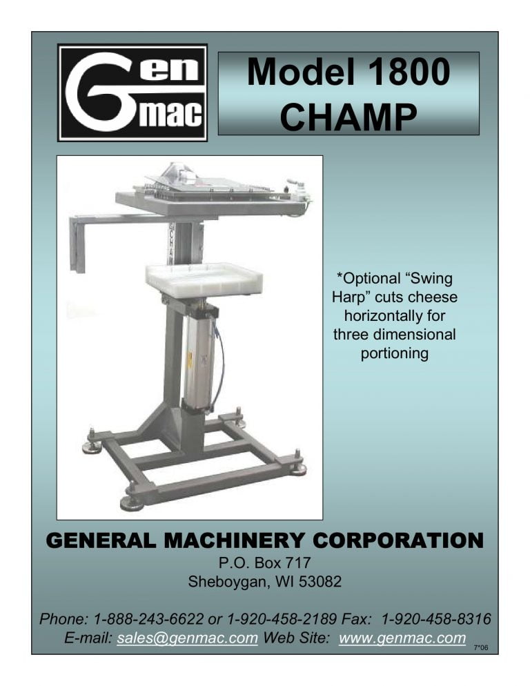 Genmac 1800 Champ Cutter Brochure