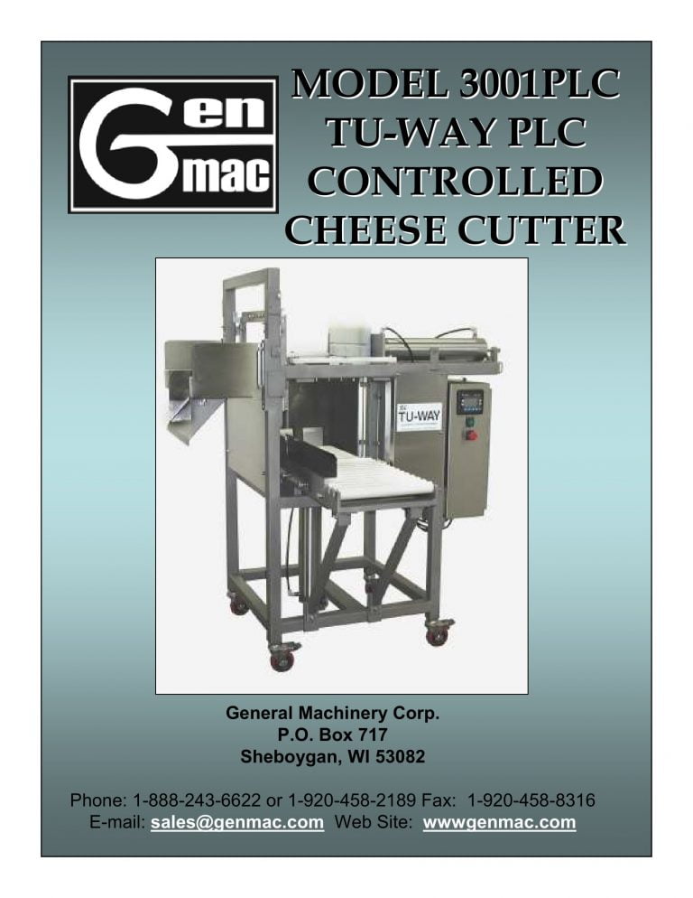 Genmac 3001PLC Tu-Way Controlled Cheese Cutter Brochure