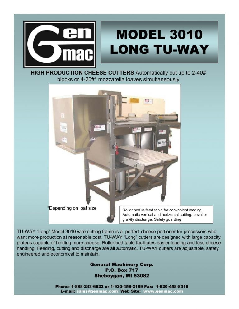 Genmac 3010 Long Tu-Way Cheese Cutter Brochure