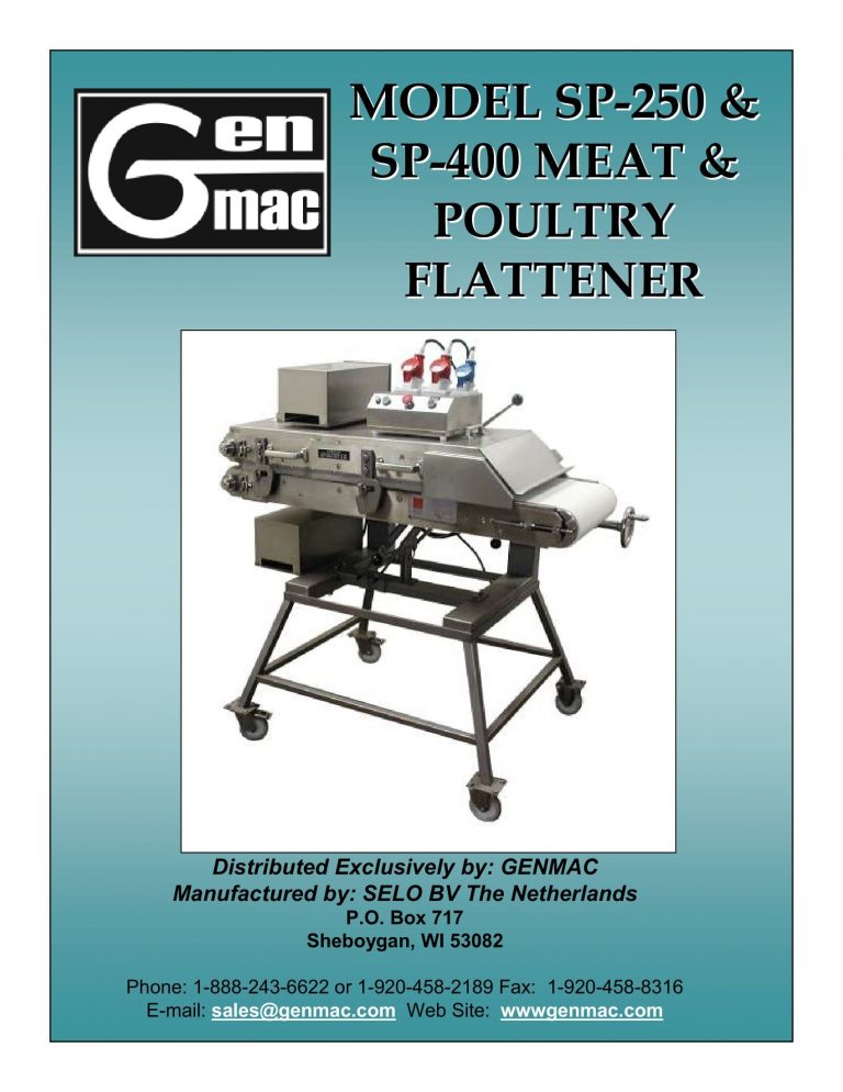 Genmac SP-250/SP-400 Meat and Poultry Flattener Brochure