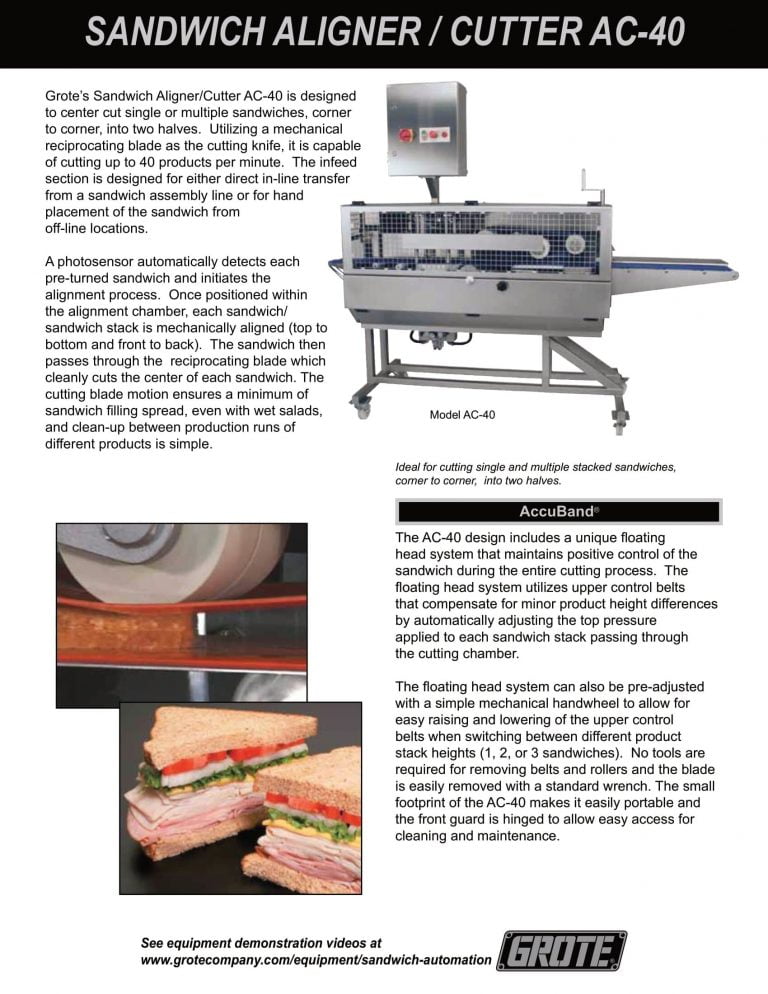 Grote AC-40 Sandwich Aligner/Cutter Brochure