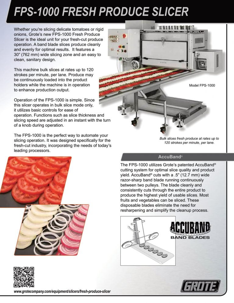 Grote FPS-1000 Fresh Produce Slicer Brochure