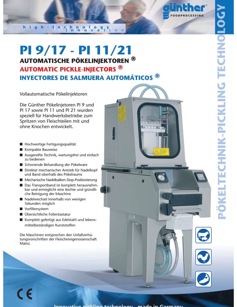 Günther PI 9/17-PI 11/21 Pickle Injectors Brochure