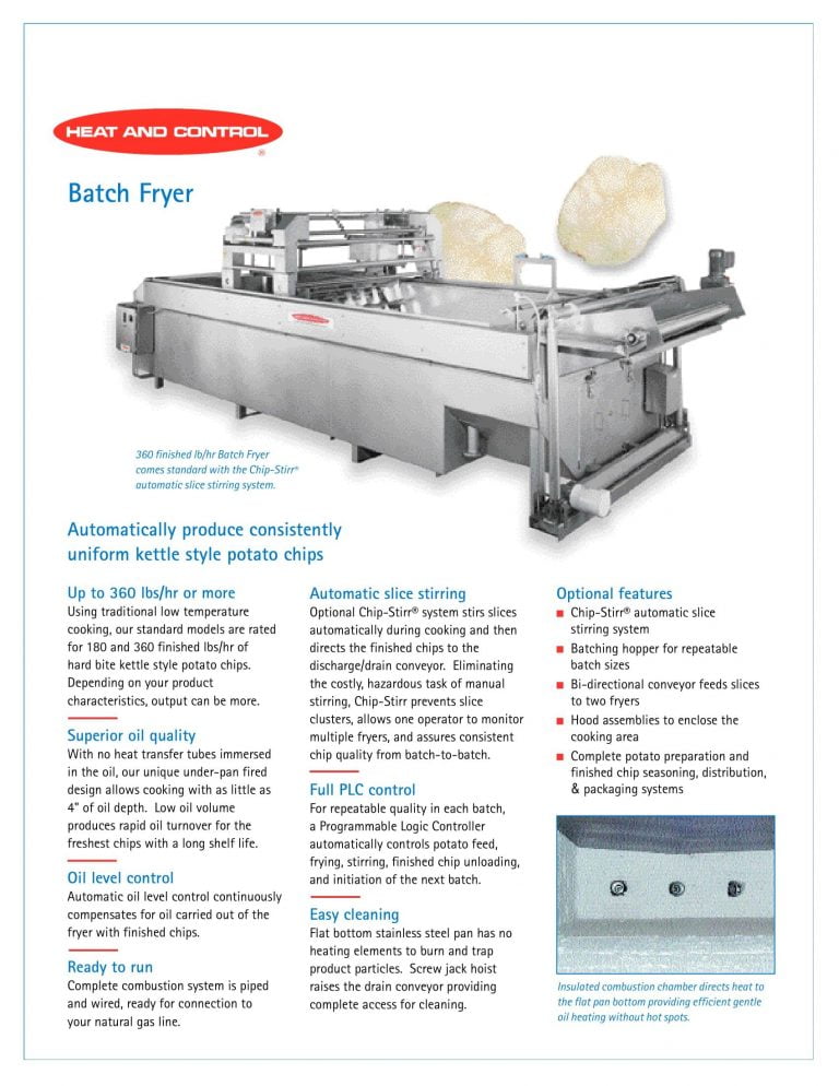 Heat And Control Batch Fryer Brochure