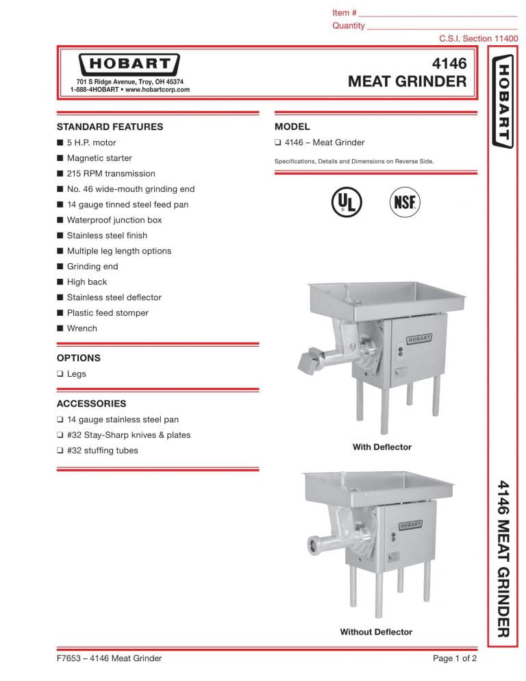 Hobart 4146 Meat Grinder Brochure