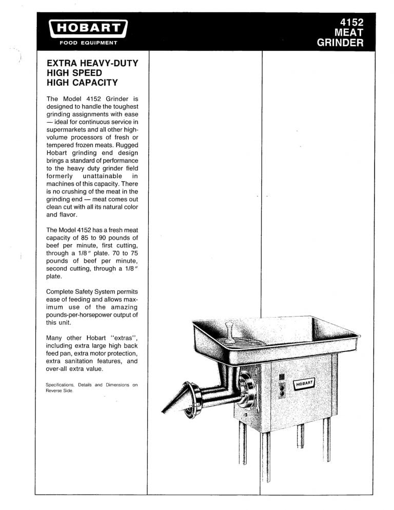 Hobart 4152 Meat Grinder Brochure