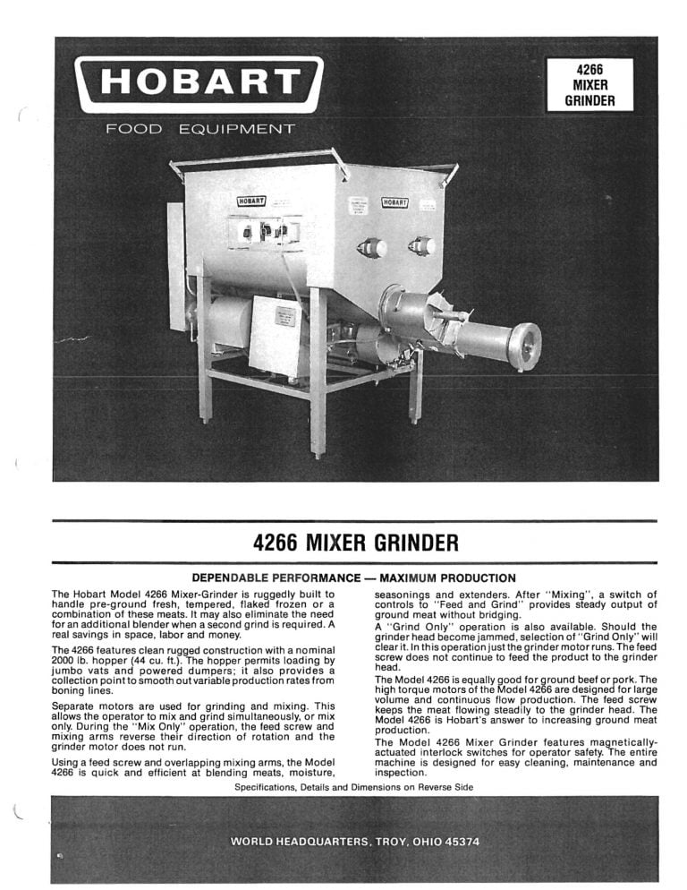 Hobart 4266 Mixer Grinder Brochure