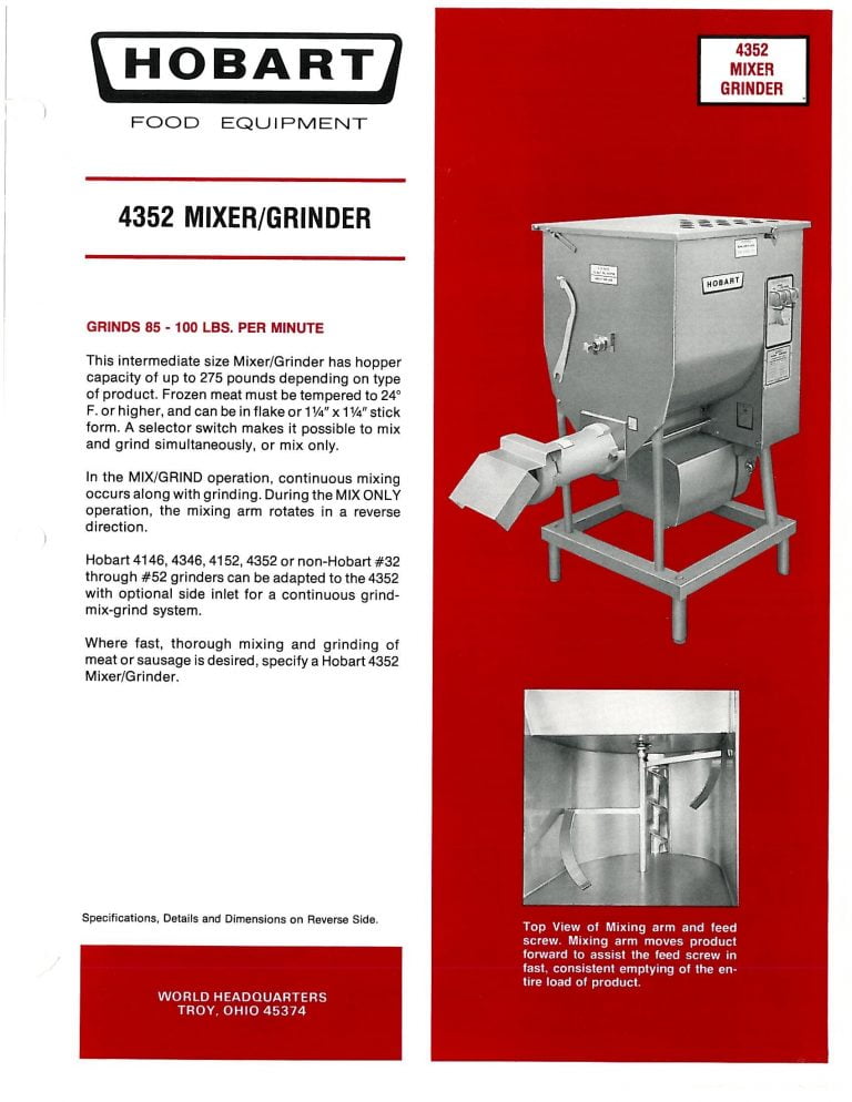 Hobart 4352 Mixer Grinder Brochure