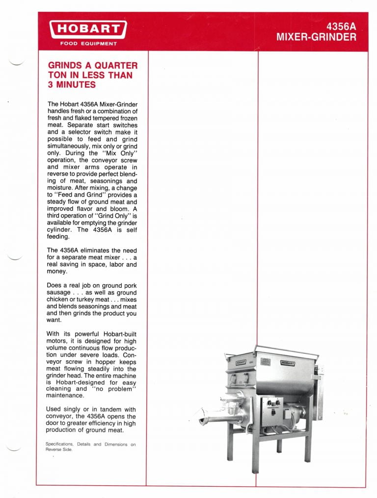 Hobart 4356A Mixer-Grinder Brochure