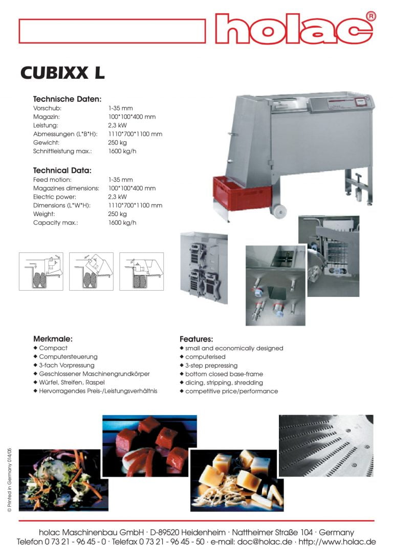 Holac Cubixx L Dicer Brochure
