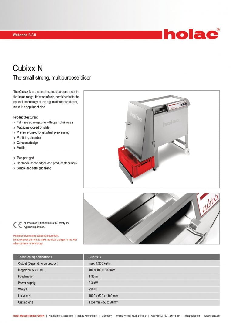 Holac Cubixx N Dicer Brochure