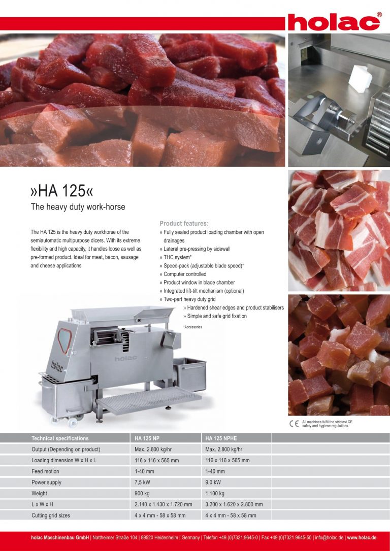 Holac HA 125 Dicer Brochure