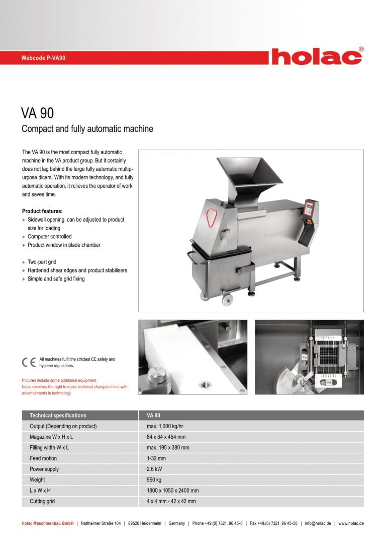 Holac VA 90 Dicer Brochure