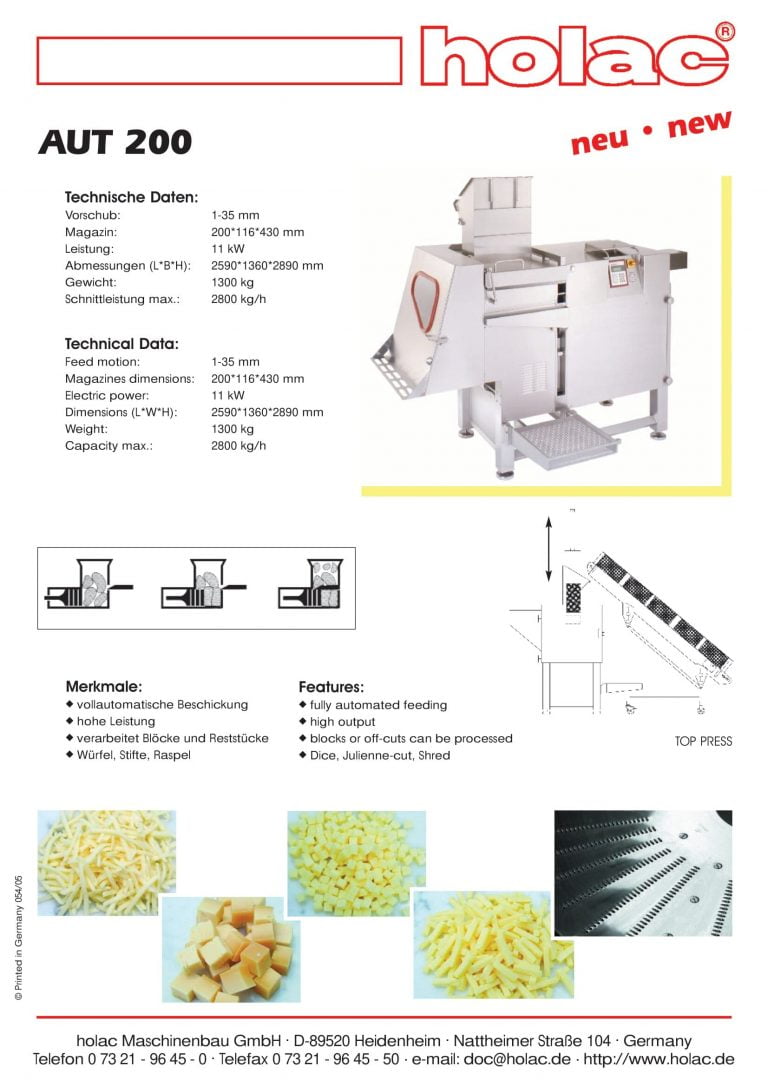 Holac AUT 200 Dicer Brochure