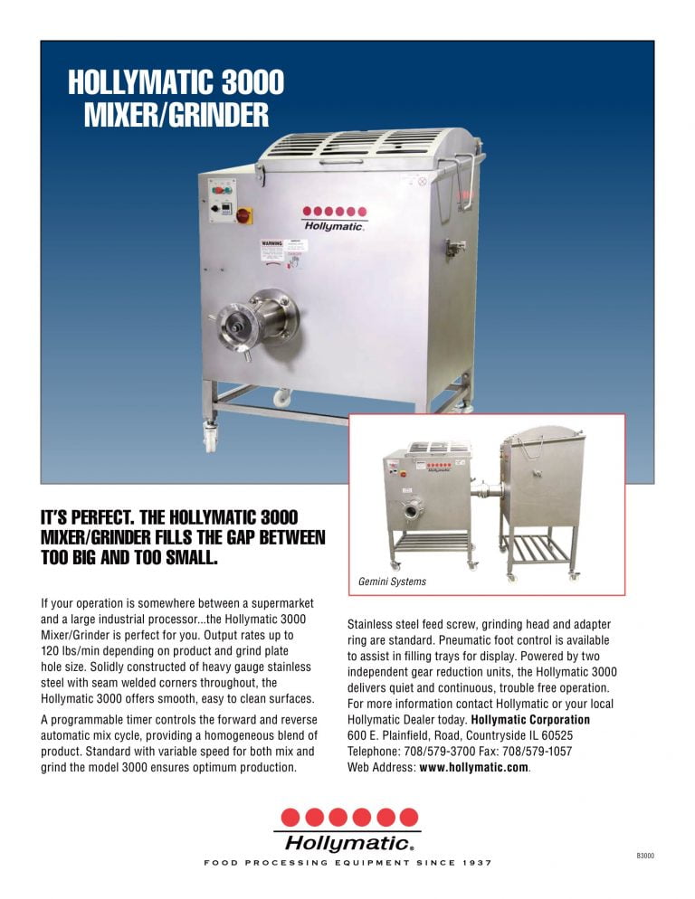Hollymatic 3000 Mixer/Grinder Brochure