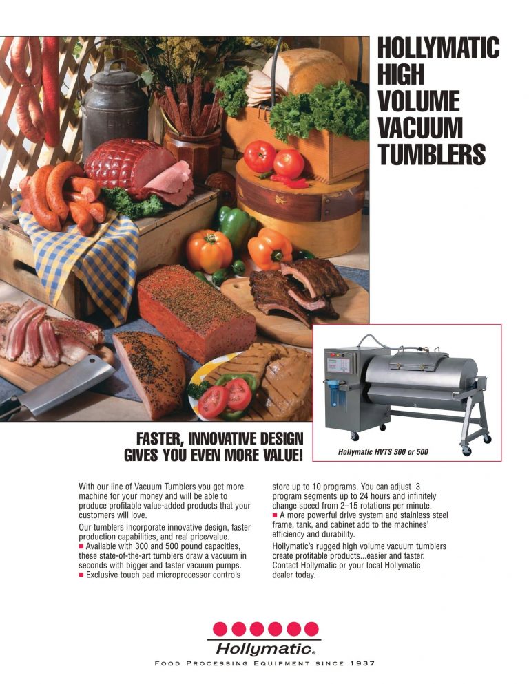 Hollymatic HVTS 300 & HVTS 500 Vacuum Tumblers Brochure