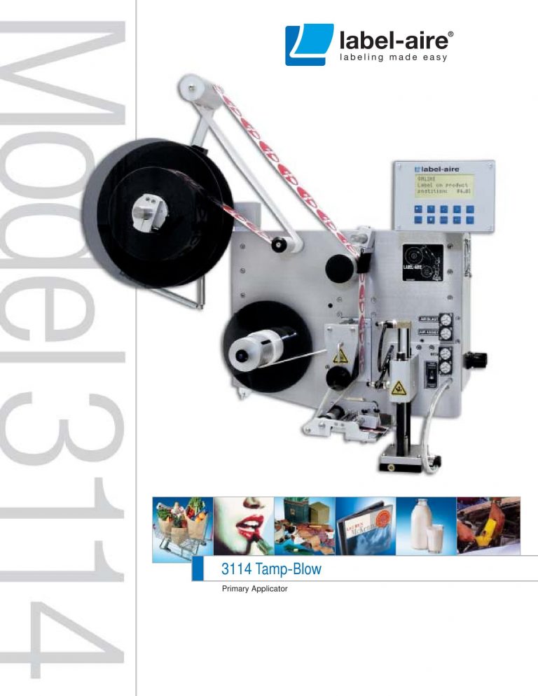 Label-Aire 3114 Tamp-Blow Labeler Brochure