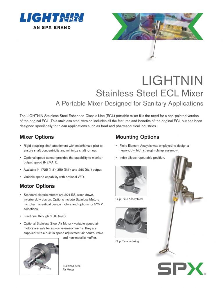 Lightnin Stainless Steel ECL Mixer Brochure