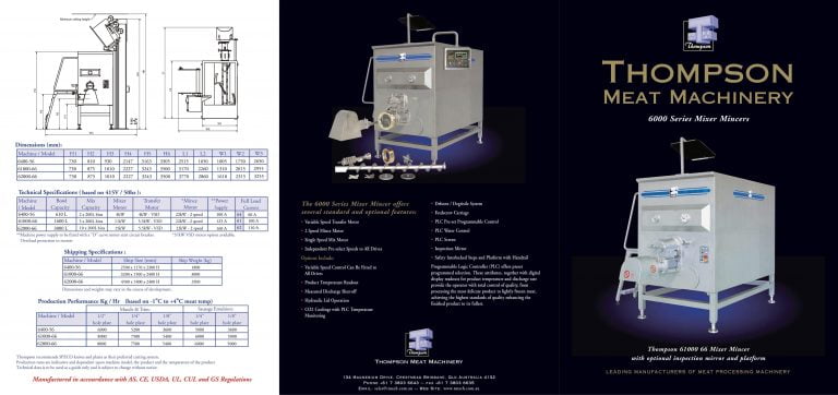 Thompson 6000 Mixer Mincers Brochure
