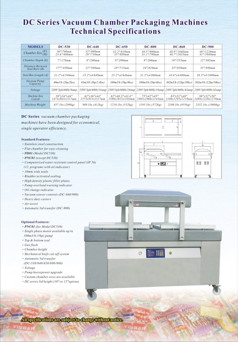 Promarks DC Series Vacuum Chamber Packaging Machine Brochure