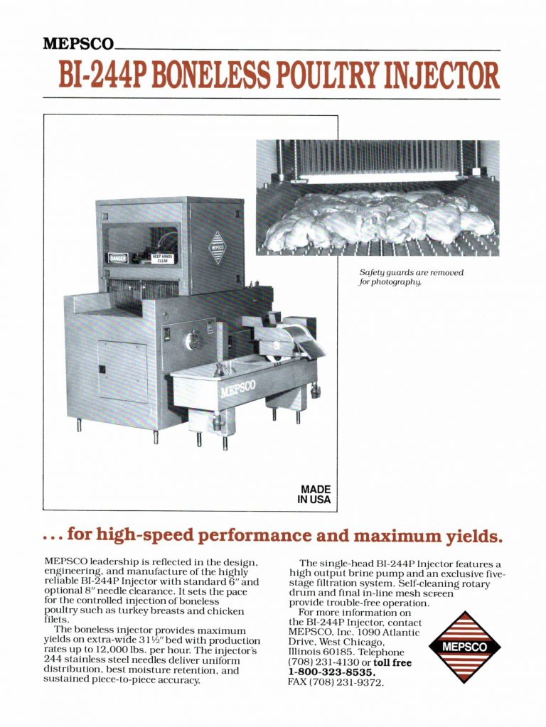 Mepsco BI-244P Boneless Poultry Injector Brochure