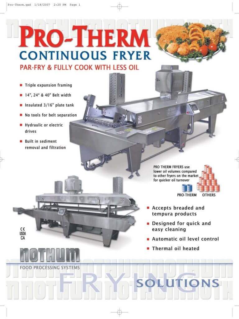 Nothum Pro-Therm Continuous Fryer Brochure