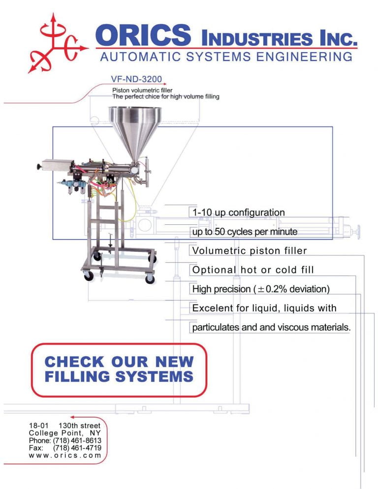 Orics VF-ND-3200 Pneumatic Piston Filler Brochure