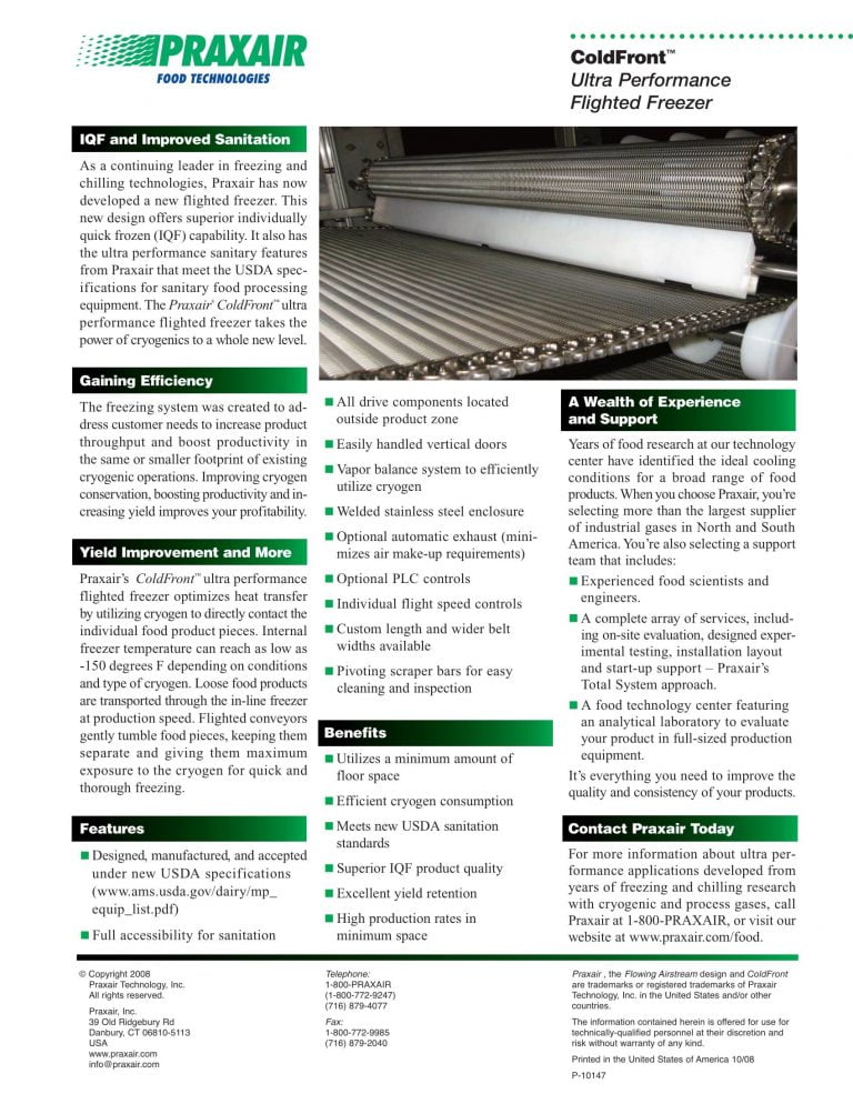 Praxair ColdFront Ultra Performance Flighted Freezer Brochure
