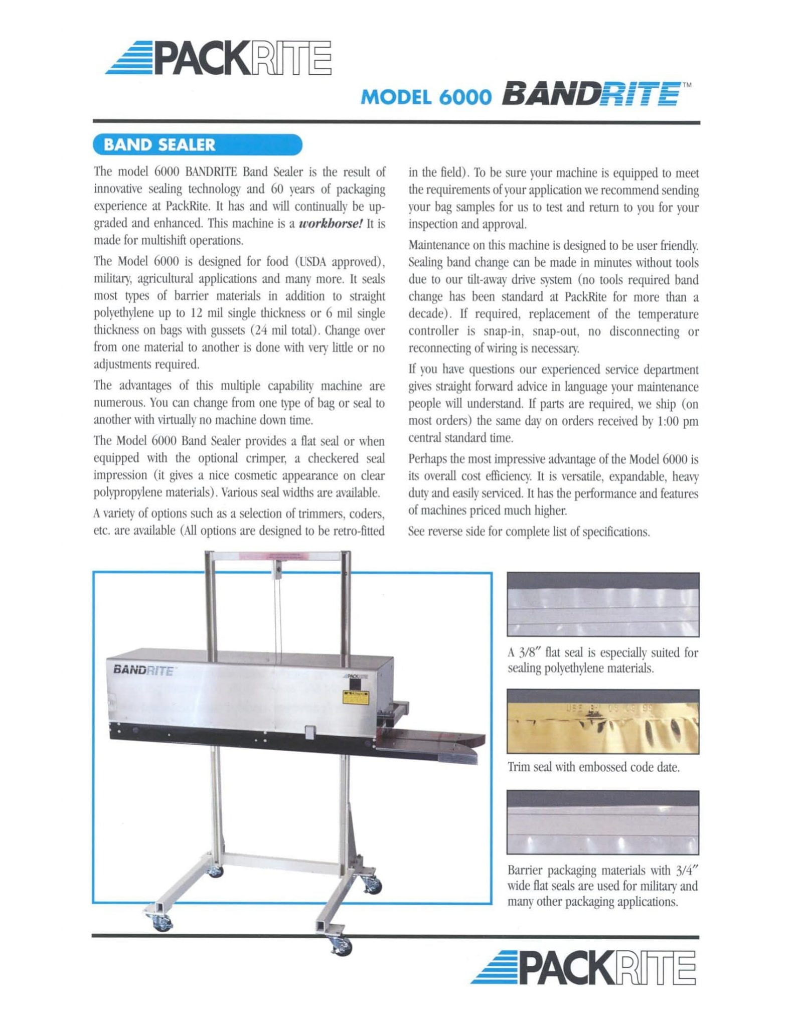 Packrite PackRite 6000 Band Sealer Brochure | M&M Equipment Corp