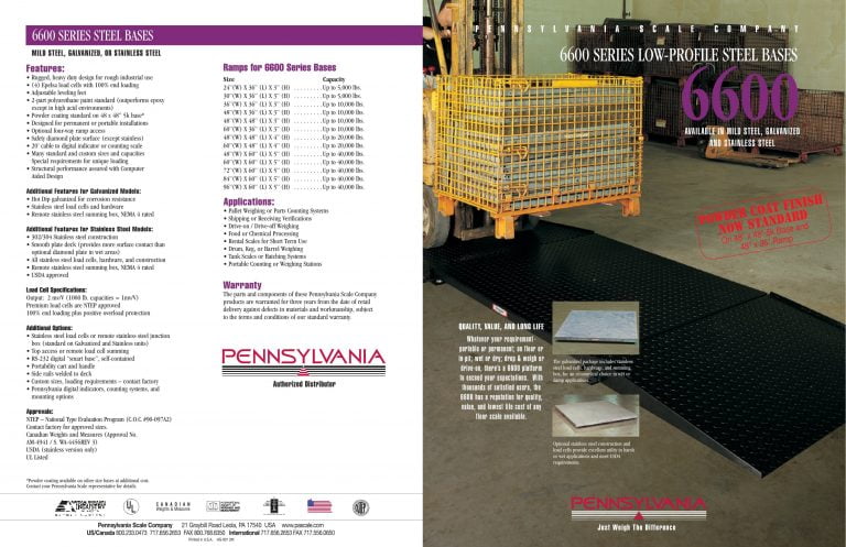 Pennsylvania 6600 Series Low-Profile Steel Bases Brochure