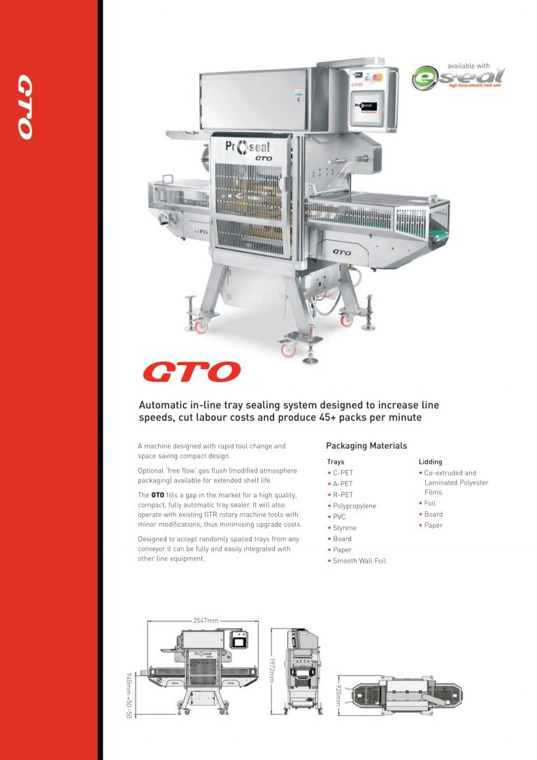 Proseal GTO Tray Sealing System Brochure