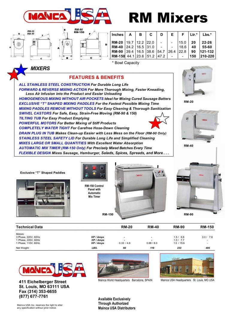 Mainca RM Mixers Brochure