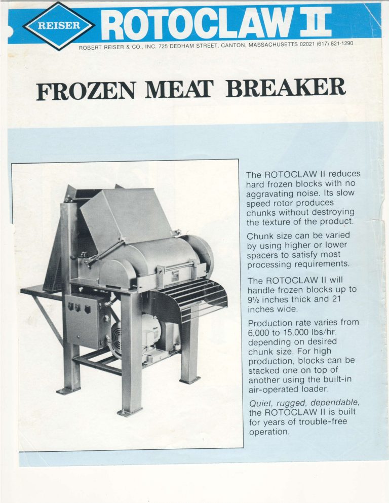 Reiser Rotoclaw II Frozen Meat Breaker Brochure