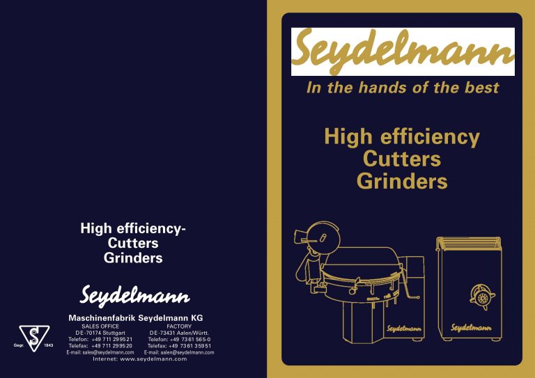 Seydelmann High Efficiency Cutters Grinders Brochure