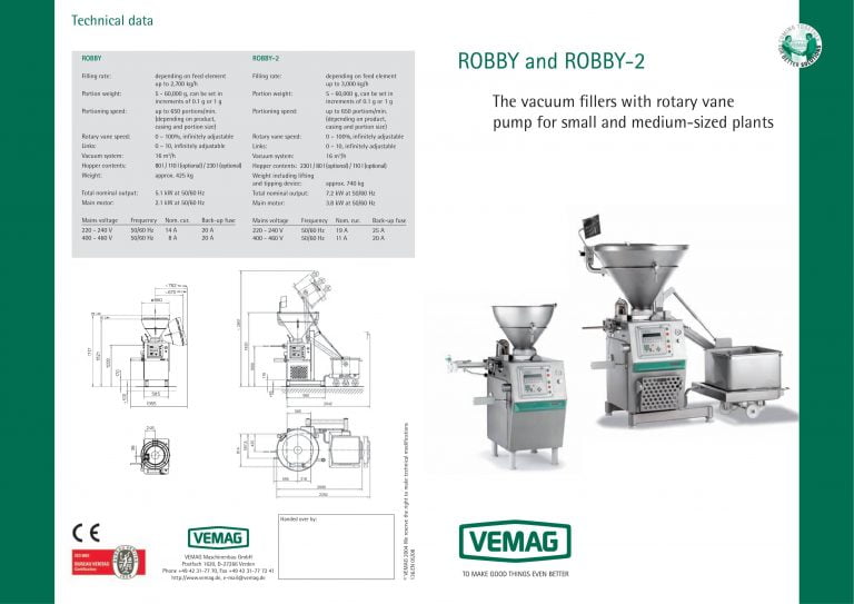 Vemag Robby And Robby-2 Vacuum Filler Brochure