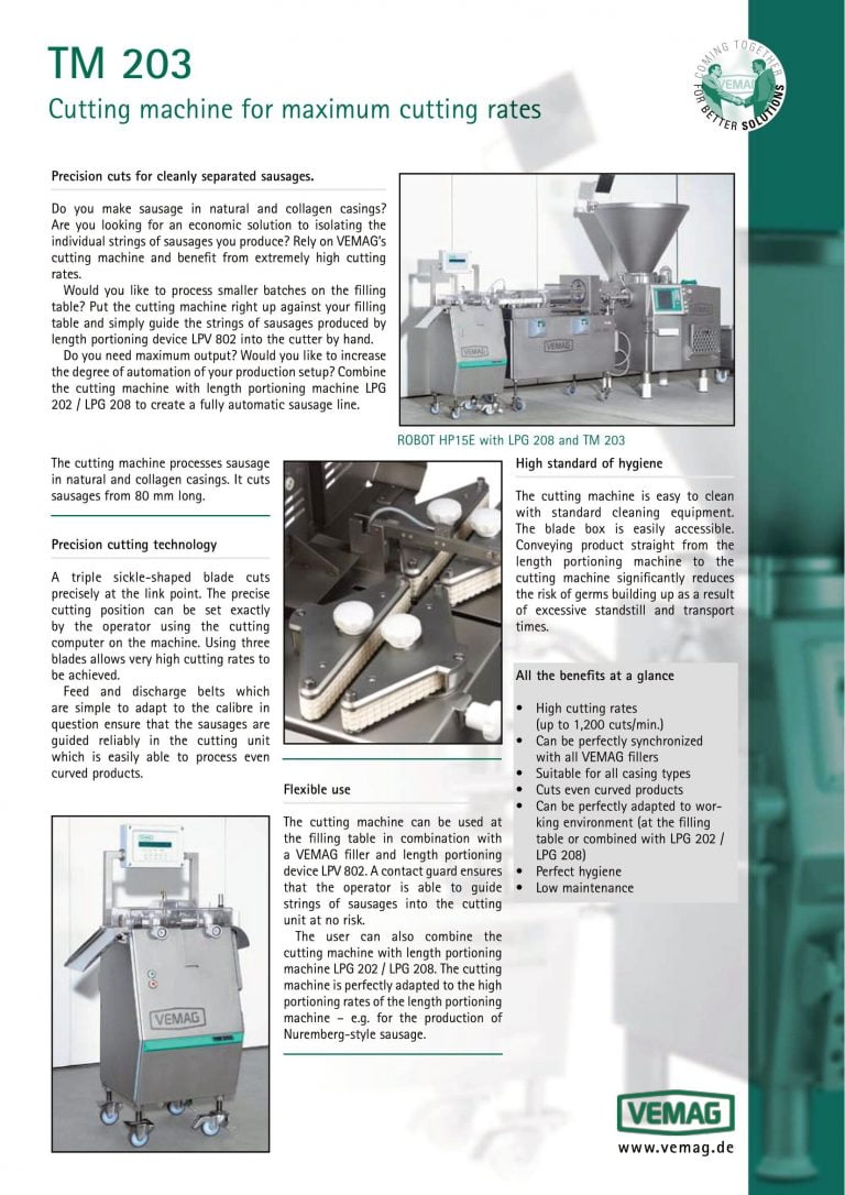 Vemag TM 203 Cutting Machine Brochure