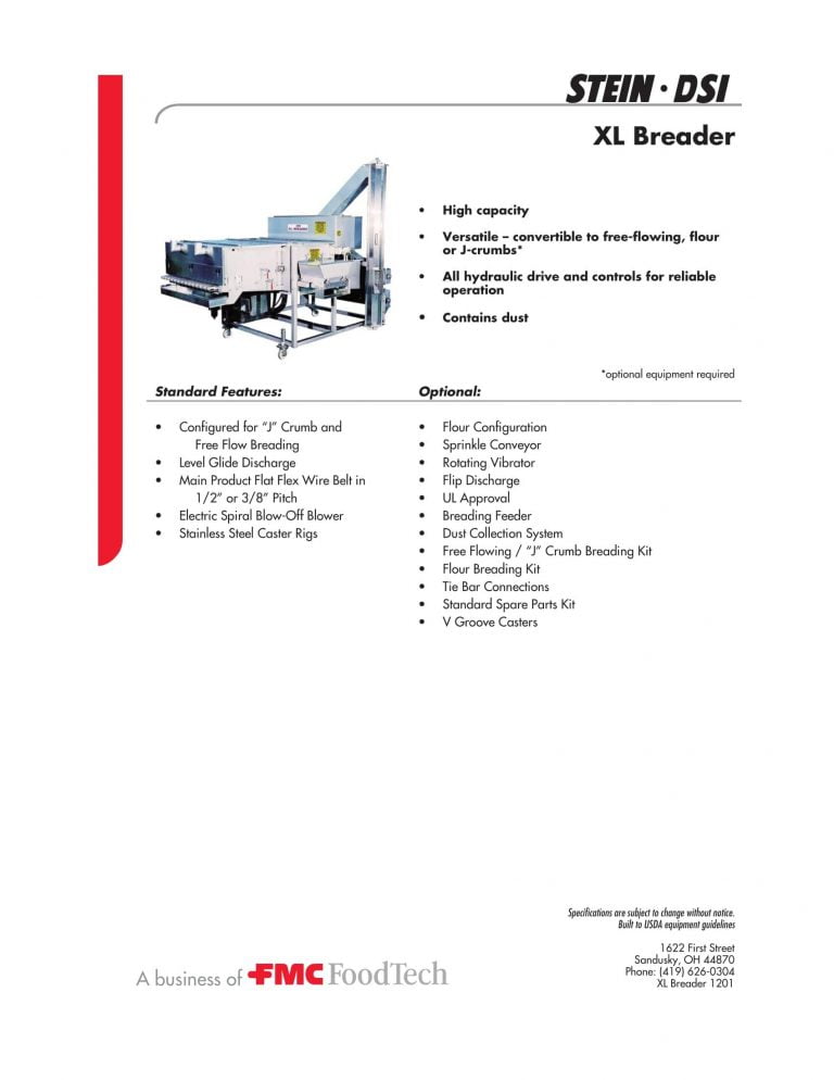FMC FoodTech Stein DSI XL Breader Brochure