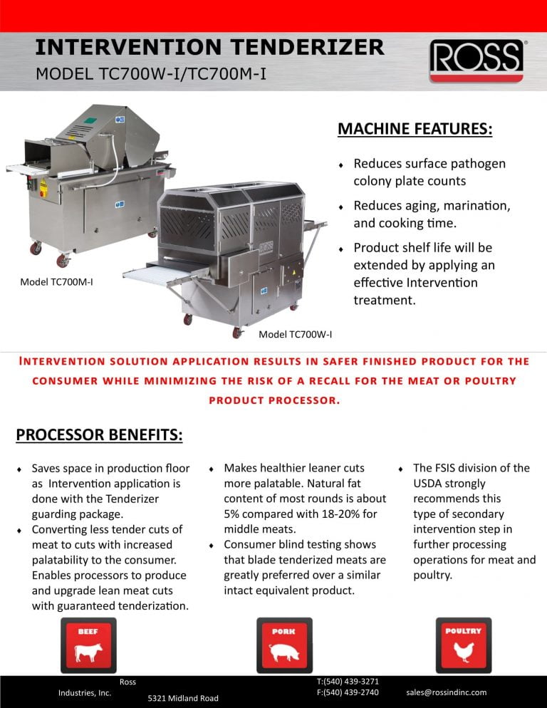 Ross TC700W-I/TC700M-I Tenderizer Brochure