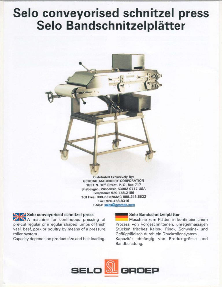 Selo Conveyorized Schnitzel Press Series Brochure