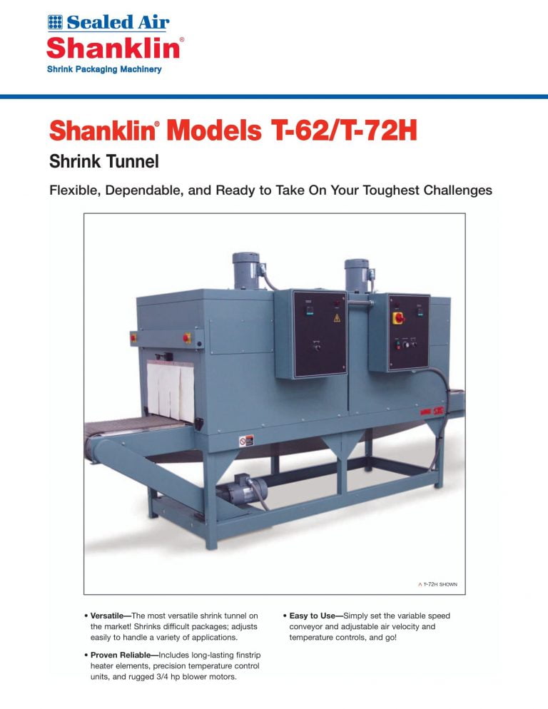 Shanklin T-62/T-72H Shrink Tunnel Brochure