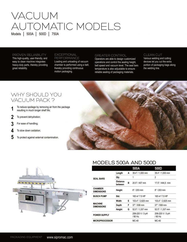 Sipromac 500A/500D/750A Vacuum Chambers Brochure