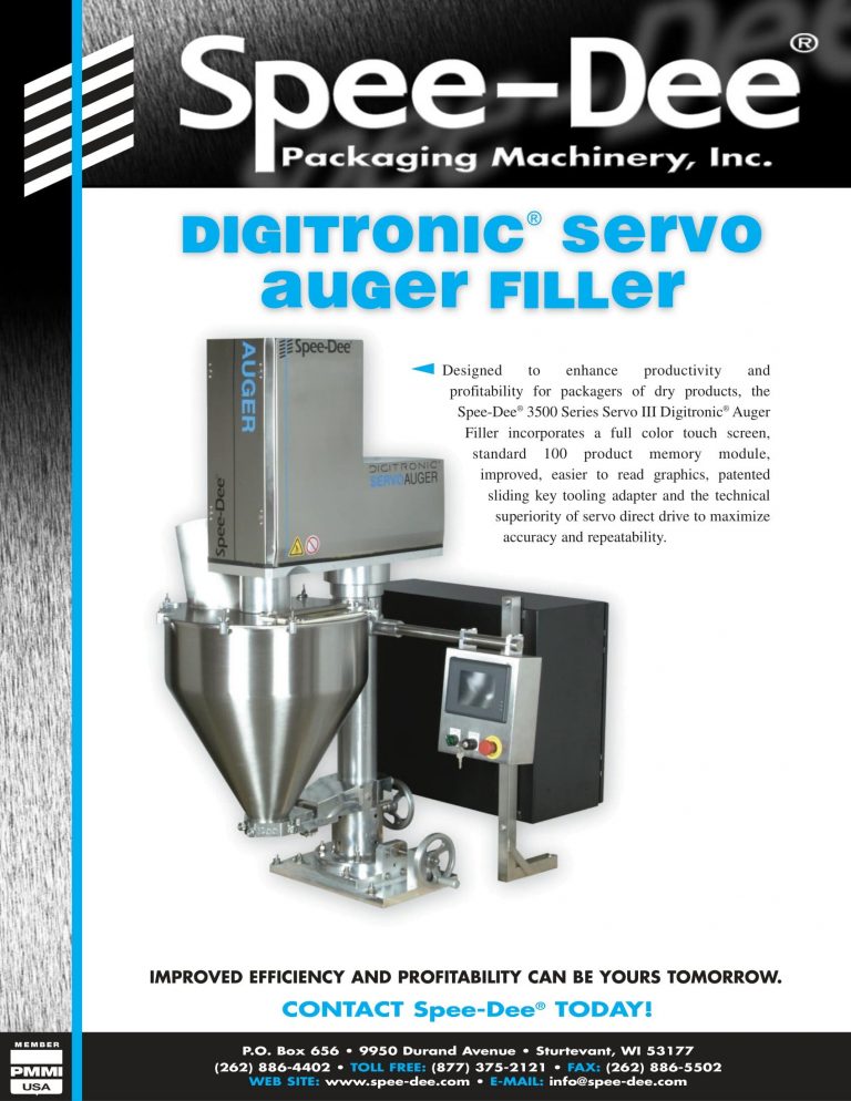 Spee-Dee 3500 Servo III Digitronic Auger Filler Brochure