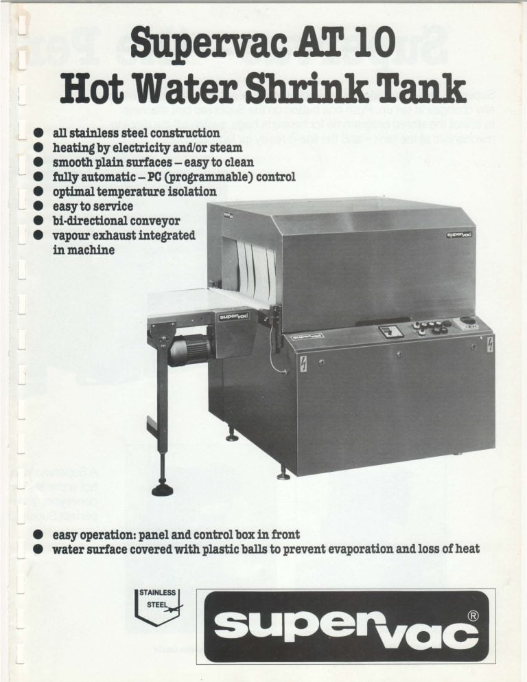 Supervac AT 10 Hot Water Shrink Tank Brochure