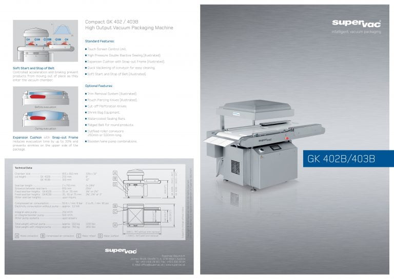 Supervac GK 402B/403B Vacuum Packaging Machine Brochure