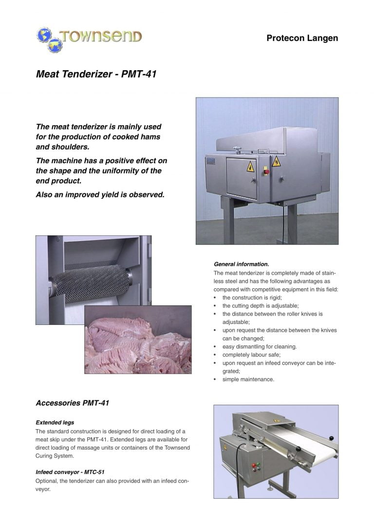 Townsend PMT-41 Meat Tenderizer Brochure